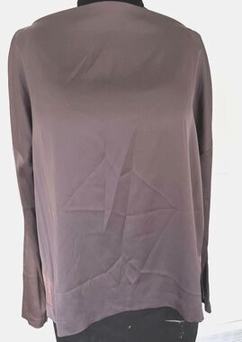 Vince Dark Mauve Long Sleeve Silk Charmuese Top Sz L